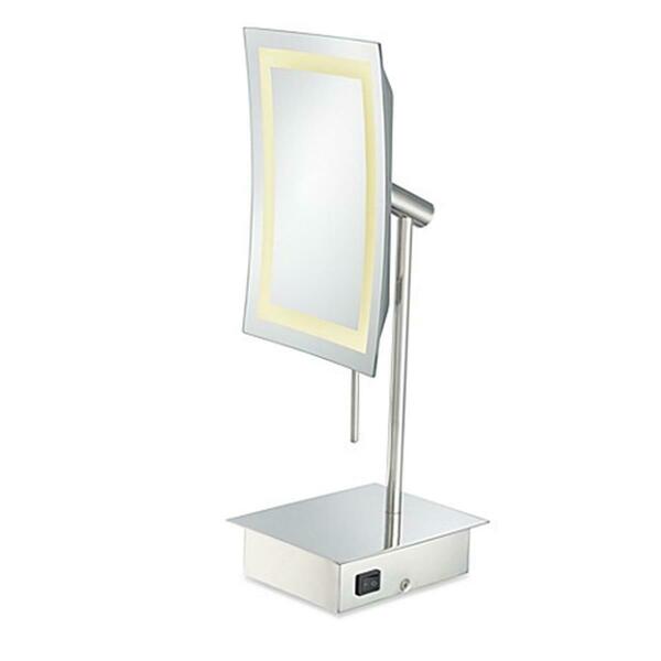 Aptations Single-Sided LED Square Freestanding Mirror - Rechargeable, Polished Nickel 713-35-83